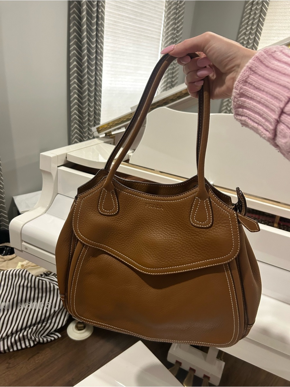 Prada Classic Brown Leather Women's Tote Bag